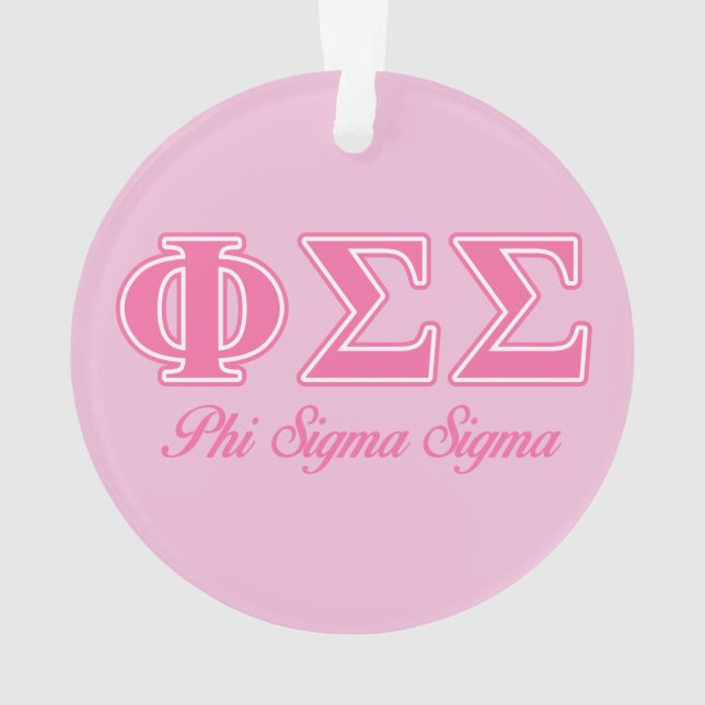 Phi Sigma Sigma Pink Letters Ornament (Back)