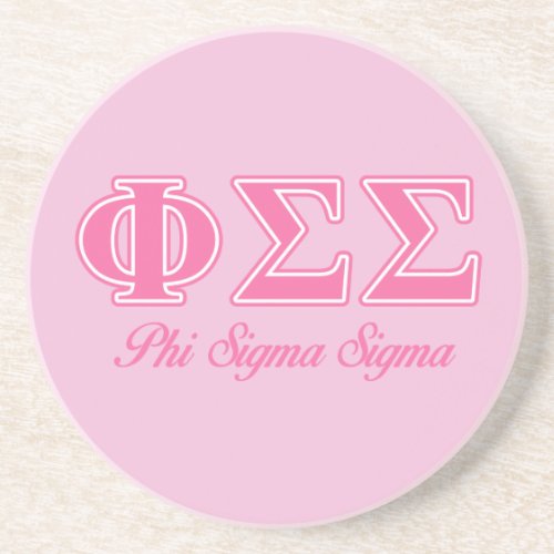 Phi Sigma Sigma Pink Letters Sandstone Coaster