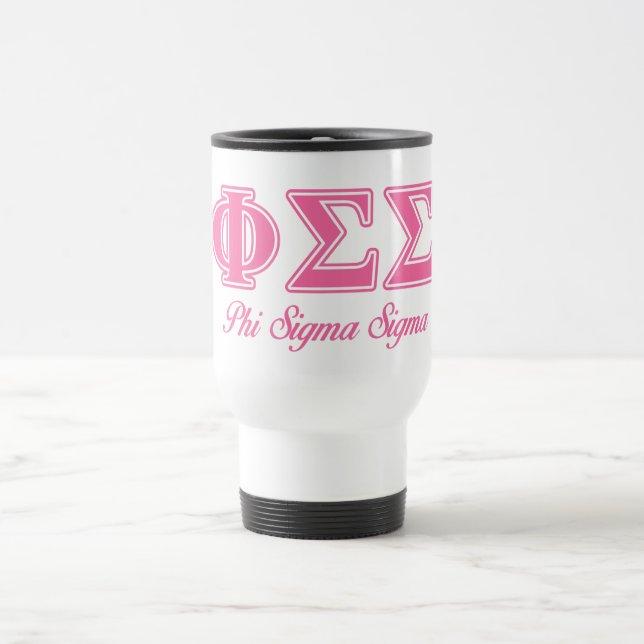 Phi Sigma Sigma Pink Letters Travel Mug (Center)