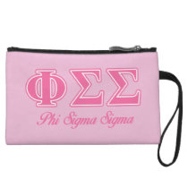 Phi Sigma Sigma Pink Letters Wristlet Wallet