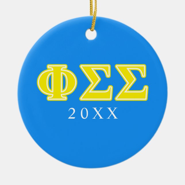 Phi Sigma Sigma Yellow Letters Ceramic Ornament (Front)