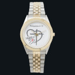 Phil 4:13 Men's Watch<br><div class="desc">Watch Silver & Gold Band</div>