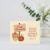 PHIL 4:19 My God Shall Supply | HAPPY THANKSGIVING Holiday Postcard ...