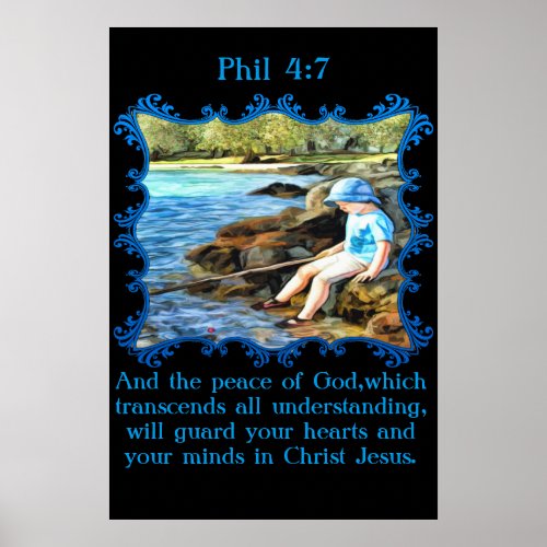 Phil 47 Baby boy fishing in the river Poster