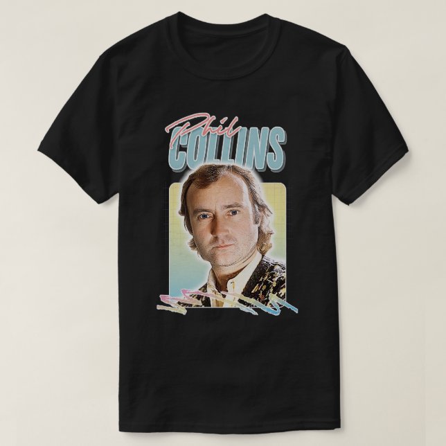 Phil Collins 80s Retro Aesthetic Design T-Shirt (Design Front)