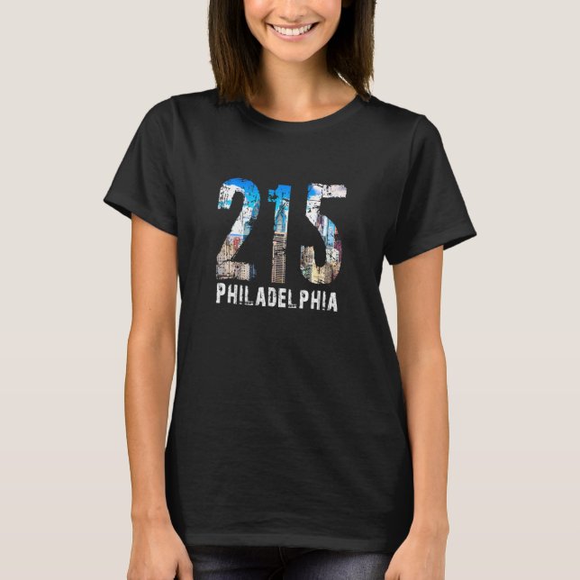 Philadelphia 215 Philly 215 Skyline Area Code T-Shirt (Front)