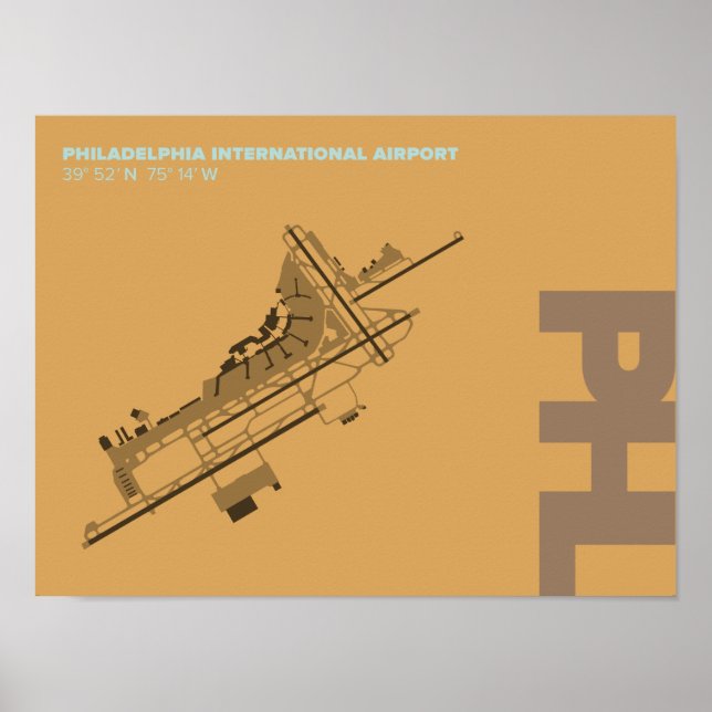 Philadelphia Airport (PHL) Diagram Poster (Front)