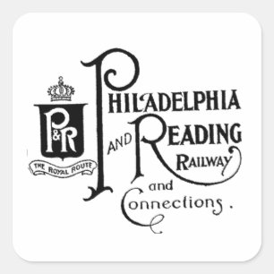 Philadelphia and Reading Railroad Logo    Square Sticker