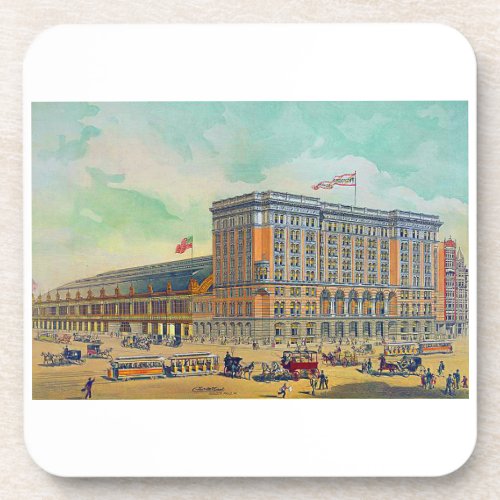 Philadelphia and Reading Terminal on opening day  Beverage Coaster
