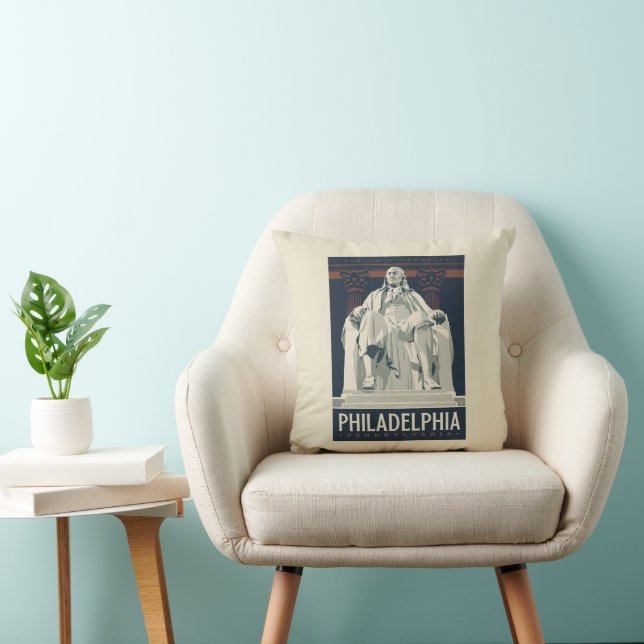 Philadelphia | Benjamin Franklin Institute Throw Pillow (Chair)