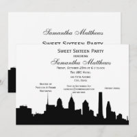 Philadelphia Black Skyline Silhouette Sweet 16