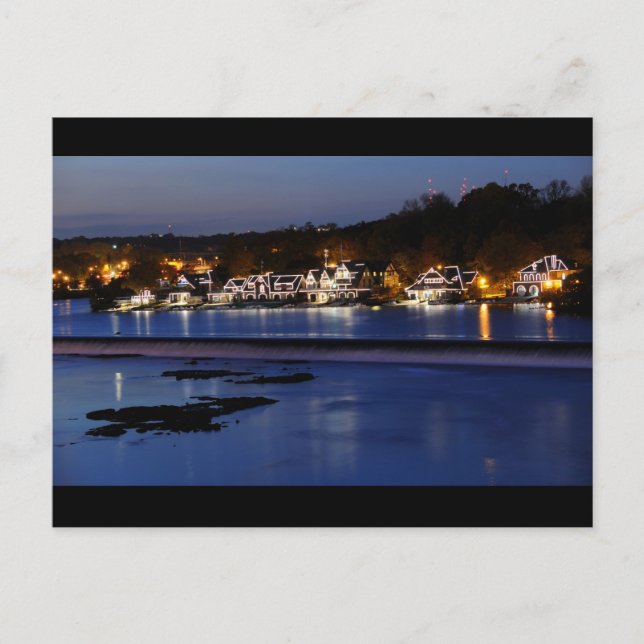 Philadelphia Boathouse Row at Twilight Postcard (Front)