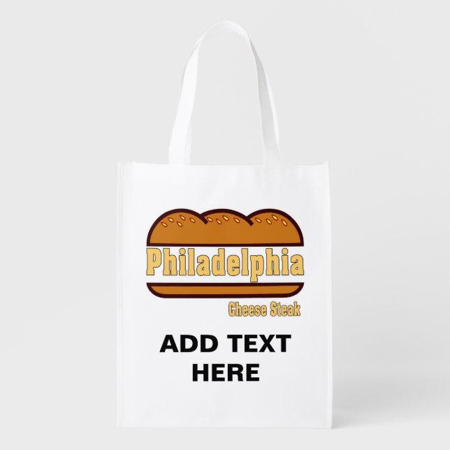 Philadelphia Cheese Steak,  edit text, Grocery Bag (Front)