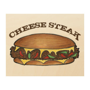 Philadelphia Cheesesteak Cheese Steak Sandwich Wood Wall Decor