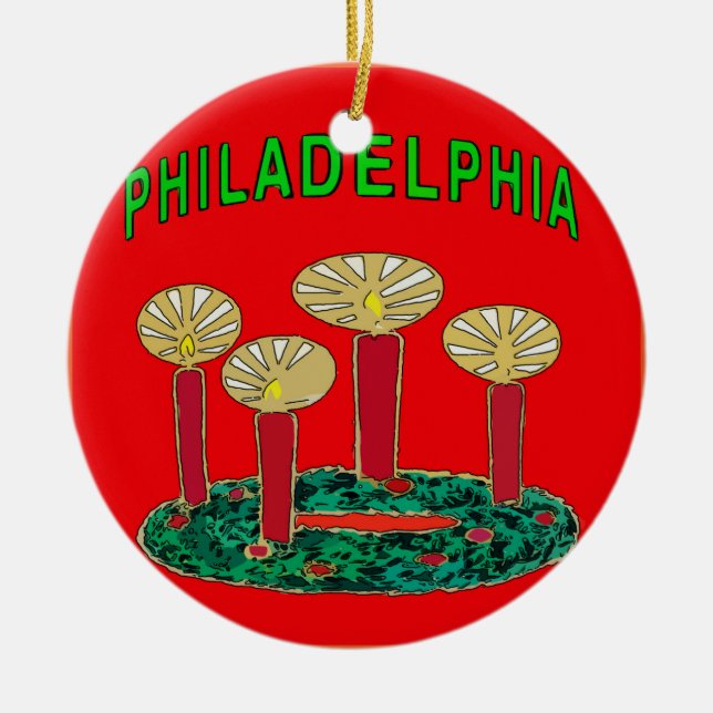 Philadelphia Christmas Tree Ceramic Ornament (Front)