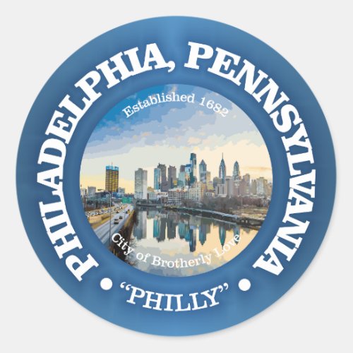 Philadelphia cities classic round sticker