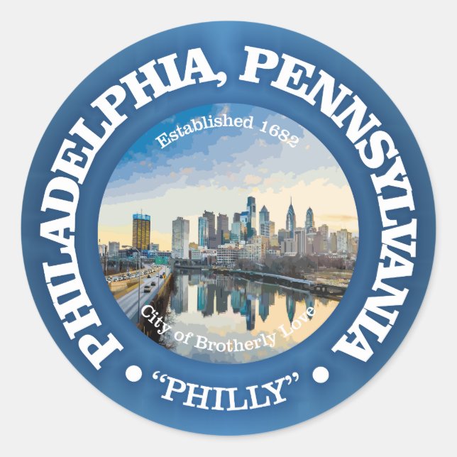 Philadelphia (cities) classic round sticker (Front)