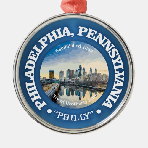 Philadelphia cities metal ornament