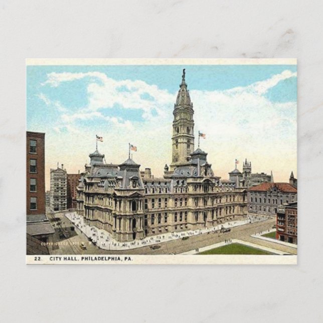 Philadelphia City Hall Old Postcard (Front)