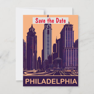 Philadelphia City Hall Purple Wedding Invitation