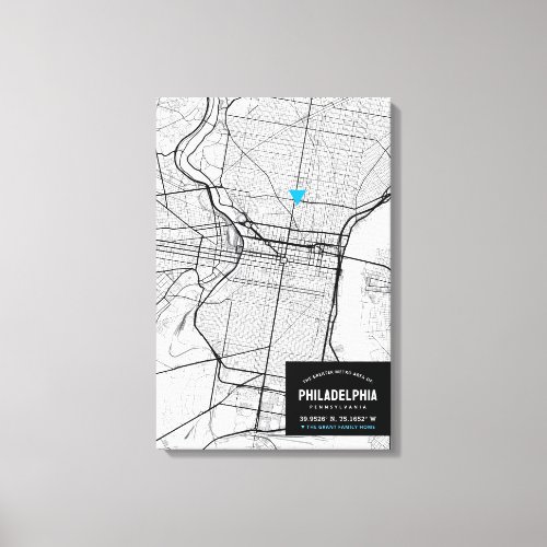 Philadelphia City Map  Mark Your Location Canvas Print