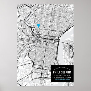 Philadelphia City Map + Mark Your Location  Poster