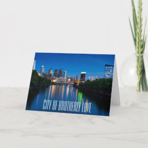 Philadelphia City Skyline at Night Greeting Card