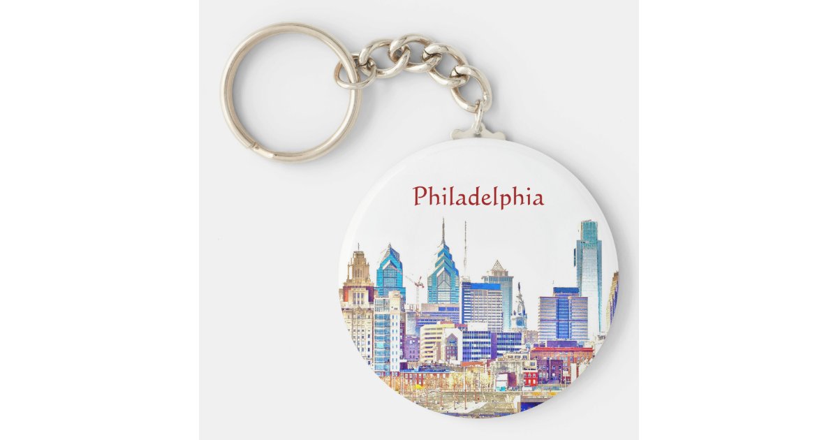 Philadelphia Color Sketch Keychain | Zazzle