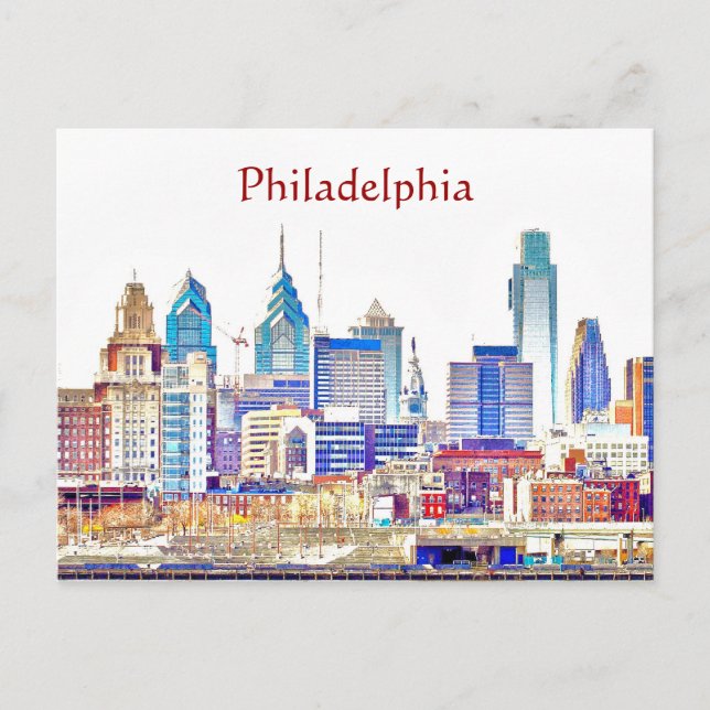 Philadelphia Color Sketch Postcard (Front)