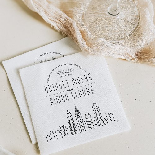 Philadelphia Deco Skyline | Wedding Event Napkins