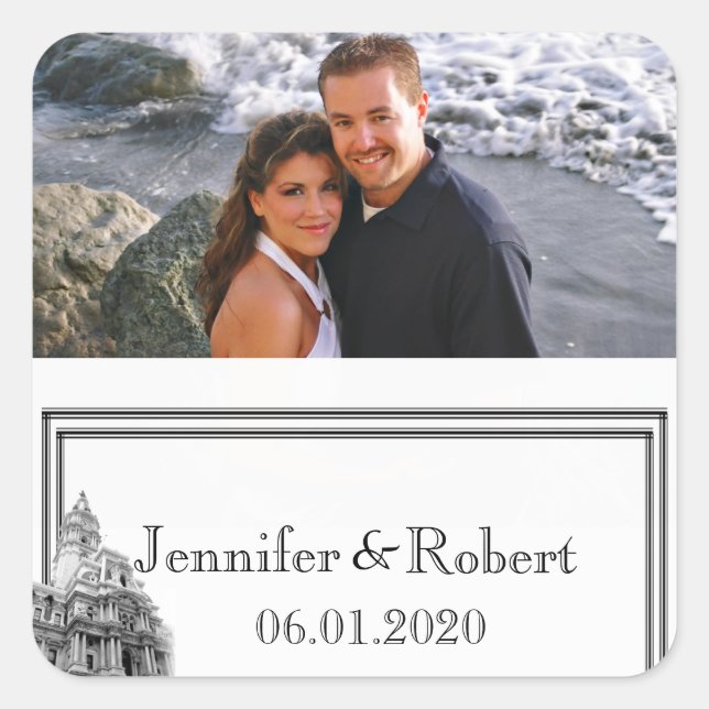 Philadelphia Destination Wedding Favor Sticker (Front)