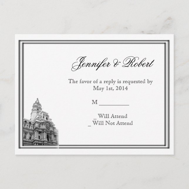Philadelphia Destination Wedding RSVP Postcard (Front)