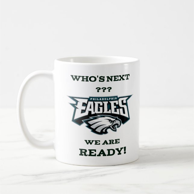 Philadelphia Eagles who's next (blk) Coffee Mug (Left)