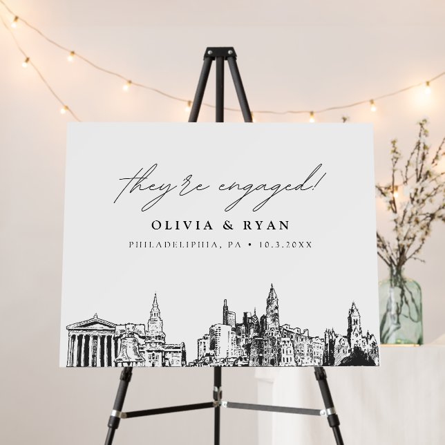 Philadelphia Engagement Party Welcome Sign (In Situ (Stand))