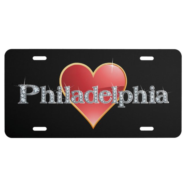 Philadelphia Faux-"Diamond" Bling License Plate (Front)
