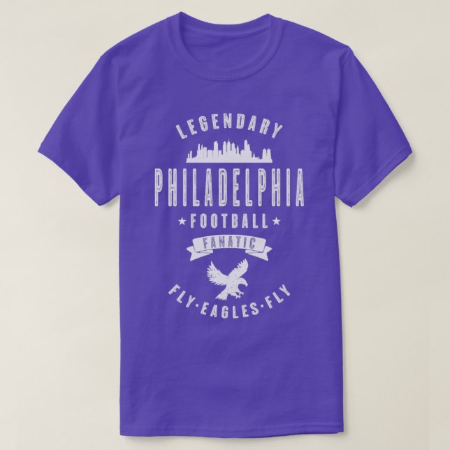 Philadelphia Football Fanatic Vintage White Text T-Shirt (Design Front)