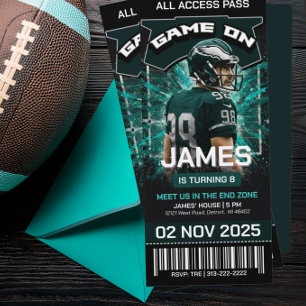 Philadelphia Green Football Birthday Invitation