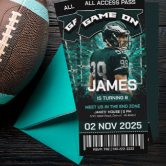 Philadelphia  Green Football Birthday Invitation