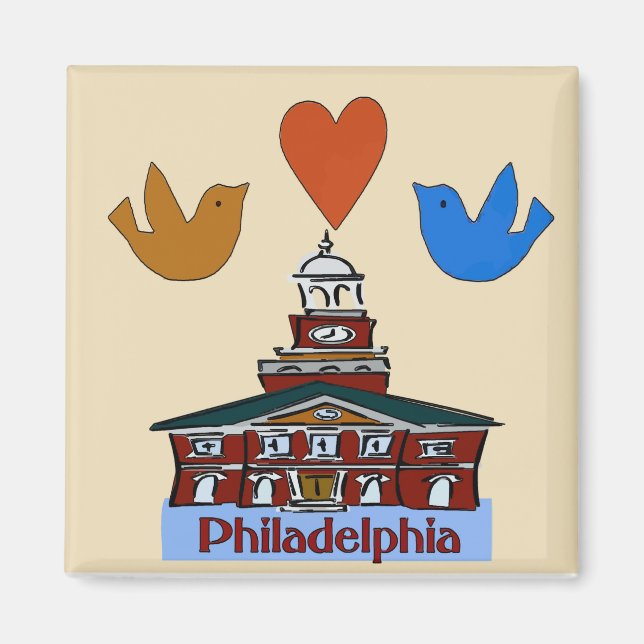 Philadelphia Heart Bird,  Colonial Independence Ha Magnet (Front)