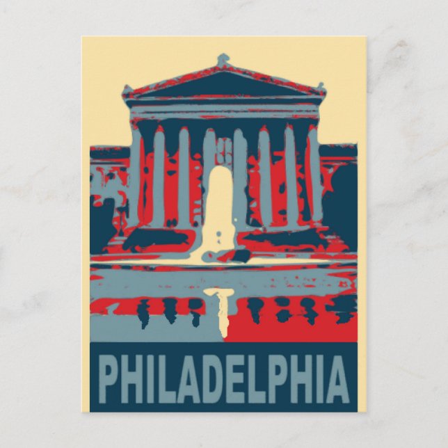 Philadelphia in Red and Blue, Postcard (Front)
