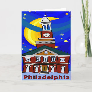 Philadelphia Independence Hall Starry Night Card