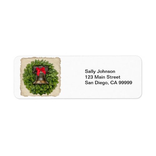 Philadelphia Liberty Bell Wreath on Parchment Label