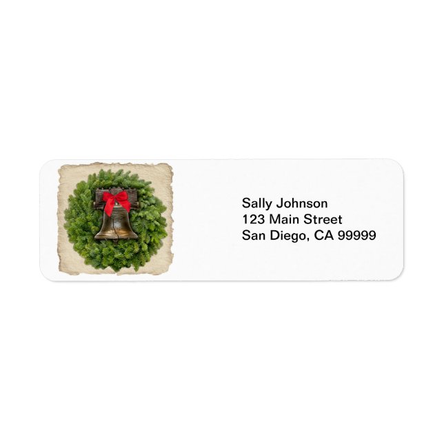 Philadelphia Liberty Bell Wreath on Parchment Label (Front)