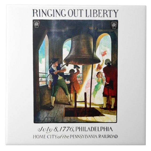 Philadelphia Liberty on The Pennsylvania Railroad  Ceramic Tile (Front)