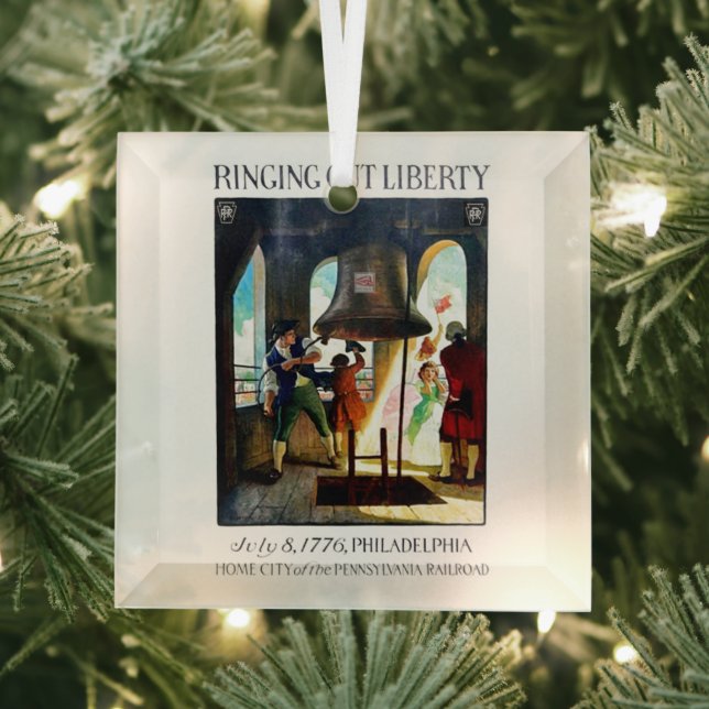 Philadelphia Liberty on The Pennsylvania Railroad  Glass Ornament (Insitu)