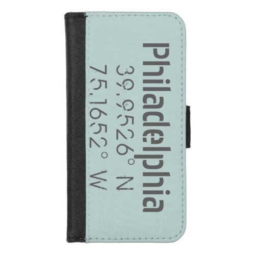 Philadelphia Longitude Latitude iPhone 87 Wallet Case