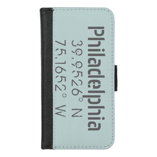 Philadelphia Longitude Latitude iPhone Wallet Case (Front)
