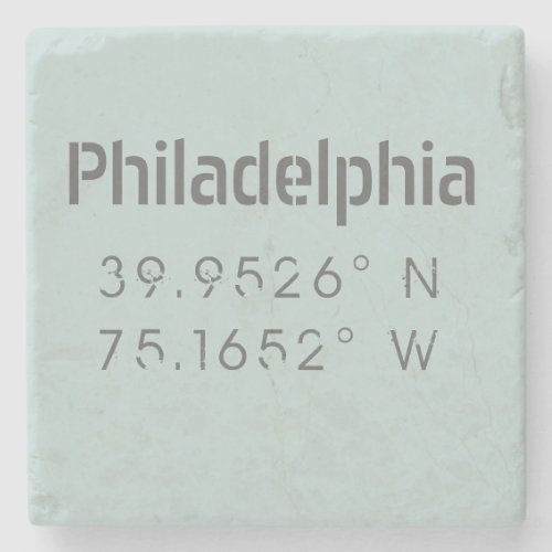 Philadelphia Longitude Latitude Stone Coaster
