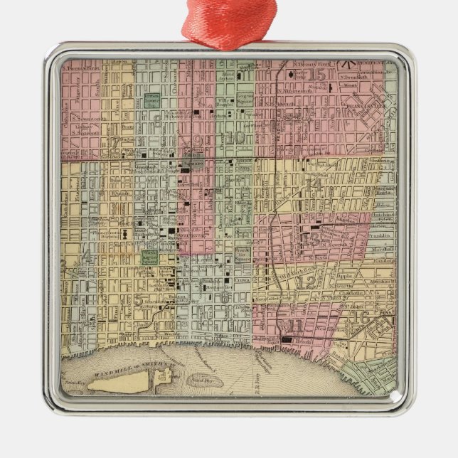 Philadelphia Map by Mitchell Metal Ornament (Front)