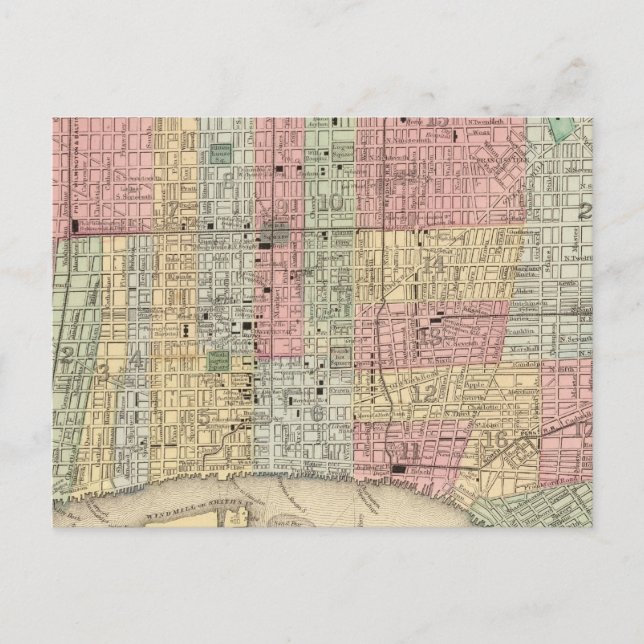 Philadelphia Map by Mitchell Postcard (Front)